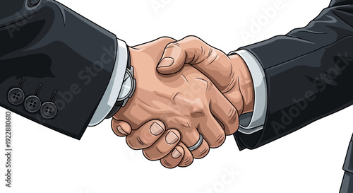 Business partners shaking hands in agreement and partnership