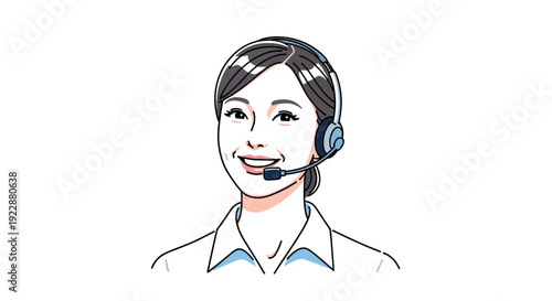 Friendly customer service representative wearing headset smiling