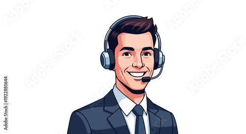 Professional customer service representative wearing headset