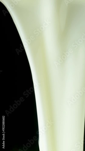 Abstract Culinary Vertical Background Macro Texture Natural Yogurt Slow Motion