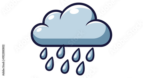 Cartoon rain cloud with raindrops falling