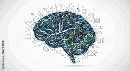 Digital brain with circuit board design representing artificial intelligence