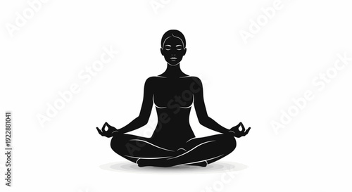 Woman meditating in lotus position with closed eyes