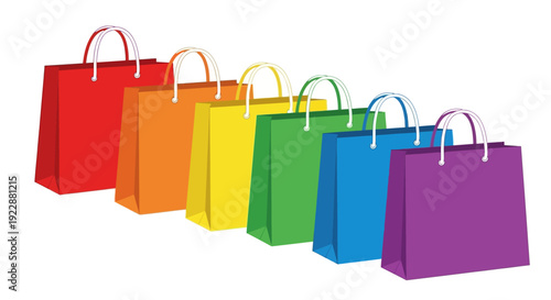 Colorful shopping bags in rainbow colors for retail and consumerism