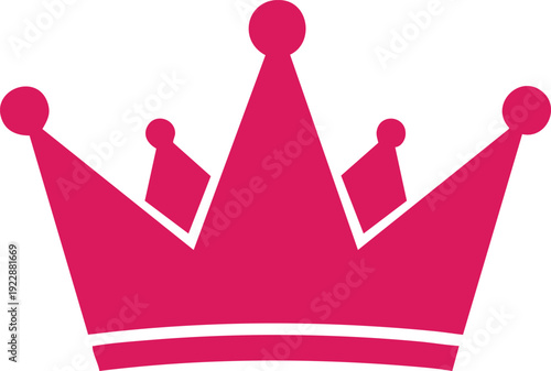 Pink crown with five points and a white base on a white background royalty king queen