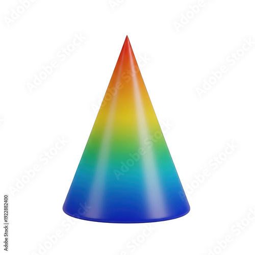 A colorful cone with a rainbow gradient