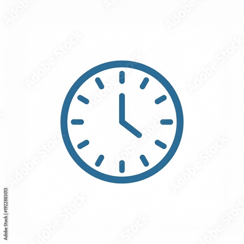 Minimalist blue clock icon time management vector illustration flat design