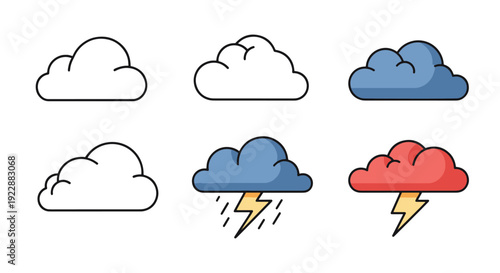 Thunder Cloud Line abstract creative tone vector