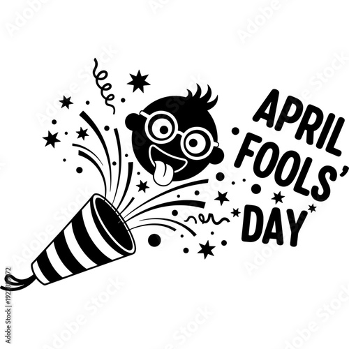 A playful cartoon character celebrates april fools day with a firecracker Vector