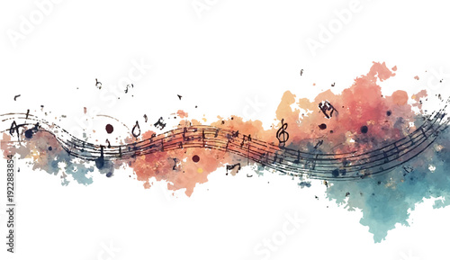 Abstract grunge background design featuring colorful watercolor paint splashes and artistic ink stains on a textured paper wallpaper backdrop