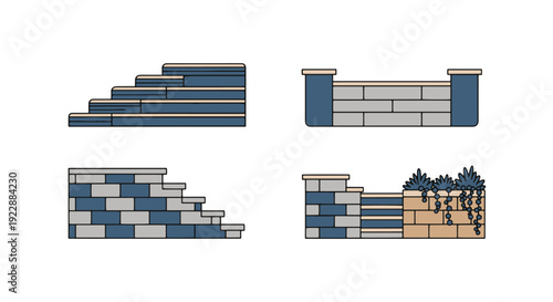 Retaining Wall Line dynamic creative style illustration