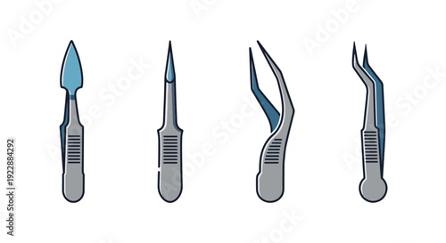 Stamp Tweezers Line soft tone abstract vector