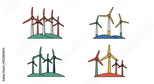 Wind Farm Line art modern abstract minimal vector