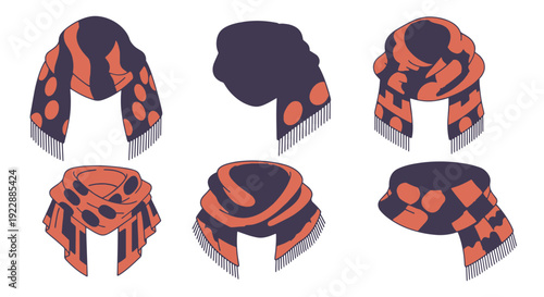 Shawl Line art abstract vivid tone vector