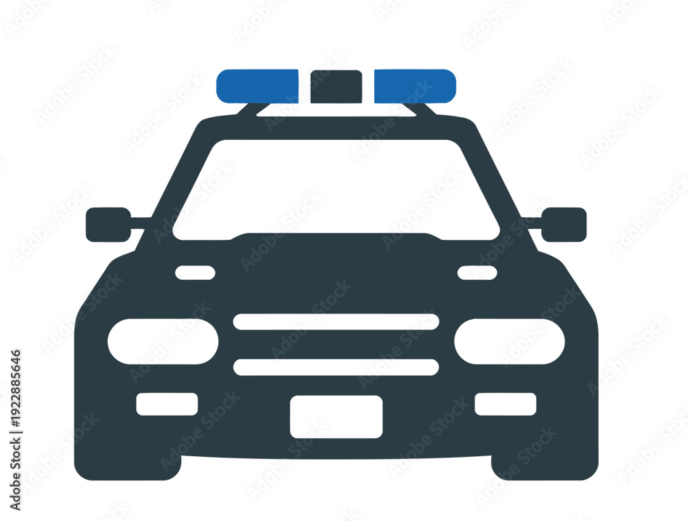 Obraz premium Vector illustration of a police car with blue lights on top of the vehicle