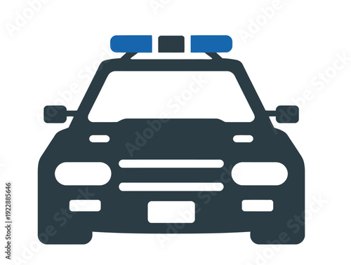 Vector illustration of a police car with blue lights on top of the vehicle