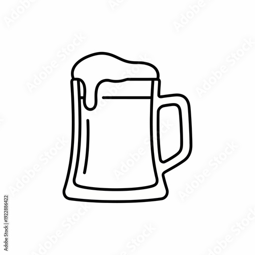 A simple line drawing of a beer mug filled with frothy beer