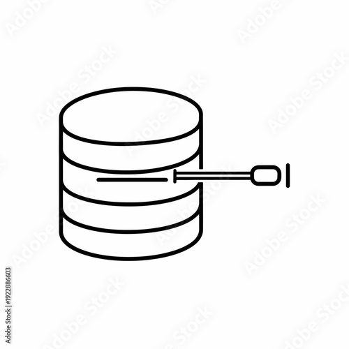 Database access and data processing concept. The image is a simple illustration of a database with a connector accessing data