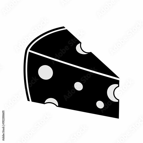 A black cheese piece with multiple holes. Simple design showing a part of cheese