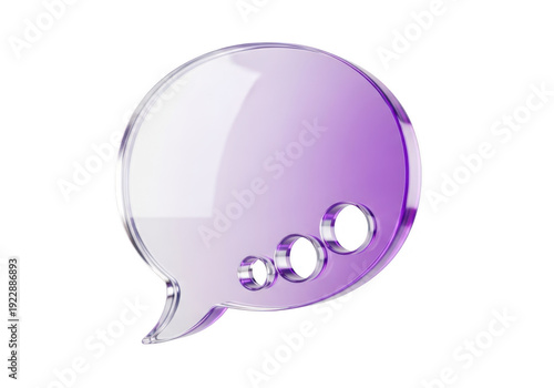 A vibrant purple speech bubble with small white stars scattered across its surface.