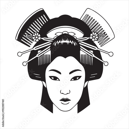 Geisha portrait of a young Japan woman