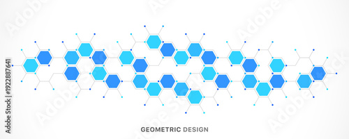 Graphic design element with abstract geometric background of simple hexagon pattern