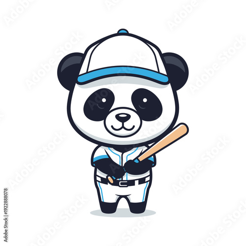 Cute Panda Baseball Player Cartoon Character.