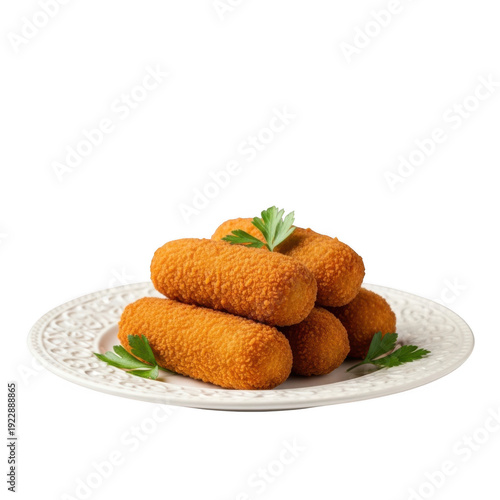 A plate of crispy fried food with herbs