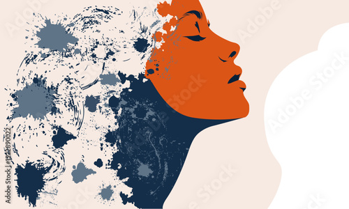  Woman face splatter art