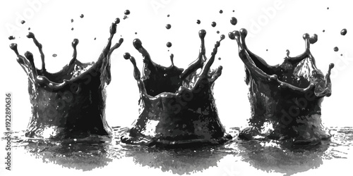 ink blots and splats. detailed ink splats Hyperrealistic Highly Detailed Isolated On Transparent Background