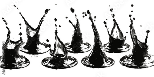 ink blots and splats. detailed ink splats Hyperrealistic Highly Detailed Isolated On Transparent Background
