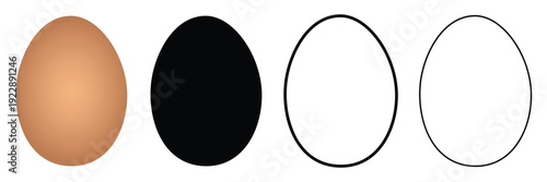 Easter egg icon. Vector set of easter eggs, silhouette. Set of black and white eggs. Easter day element set. Vector illustration of egg.