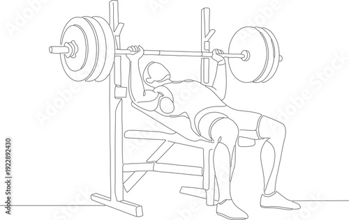 Outline Handdrawn Detail Man Bench Press Exercise Sport Illustration