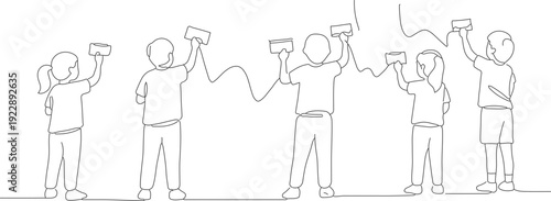 Minimalist Outline Children Wall Painting Activity Illustration