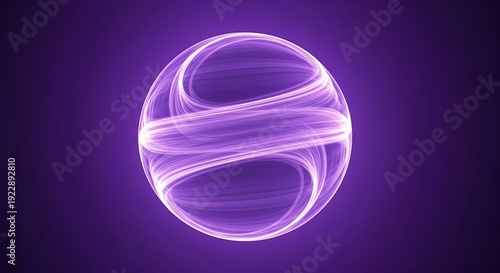 Glowing purple neon oval shape with swirling lines