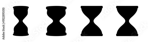 Hourglass Silhouettes in Various States of Time Measurement flat design vector illustration