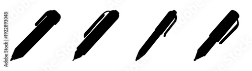 Set of black pen nibs writing vector illustration