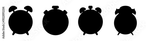 Set of Alarm Clock Icons in Flat Design Style vector illustration