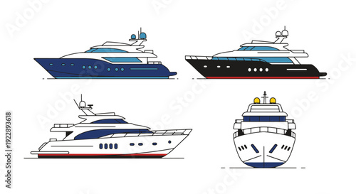 Yacht Line art clean vibrant tone illustration creative modern color