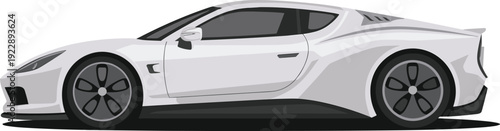 Modern White Supercar Vector Illustration Side View High Performance Luxury Sports Car Profile for Automotive Design Racing Concepts and Speed