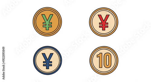 Yen Coin Line art minimal abstract design illustration