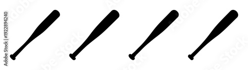 Set of baseball bats in different angles, flat design vector illustration