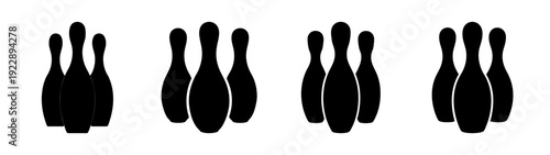 Bowling Pins Silhouette Set, Flat Design, vector illustration