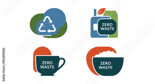 Zero Waste Line art simple creative color illustration