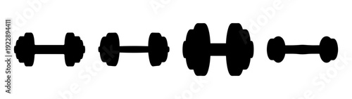 Black dumbbell barbell weightlifting fitness equipment flat design vector illustration