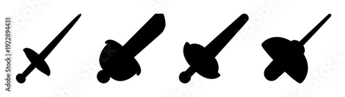 Fencing swords silhouettes set, flat design vector illustration