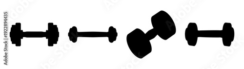 Dumbbell Fitness Icons in Various Positions Flat Design vector illustration