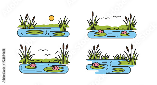 Wetland Line art clean creative tone vector