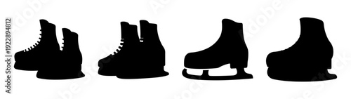 Ice Hockey Skates Silhouettes Set Flat Design vector illustration