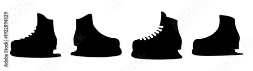 Collection of Ice Hockey Skates Silhouettes Vector Illustration